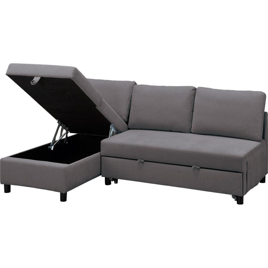 ニトリ（NITORI） 収納付きカウチソファベッド(ノアーク3 右カウチ DGY