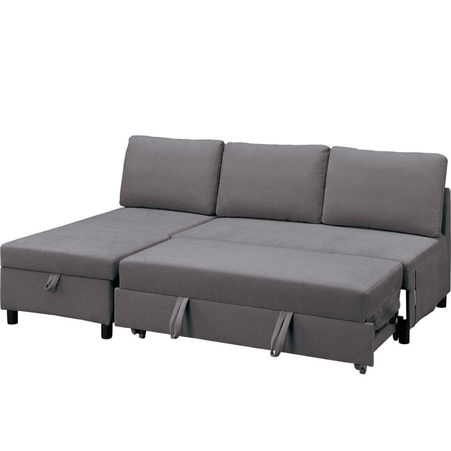 ニトリ（NITORI） 収納付きカウチソファベッド(ノアーク3 右カウチ DGY