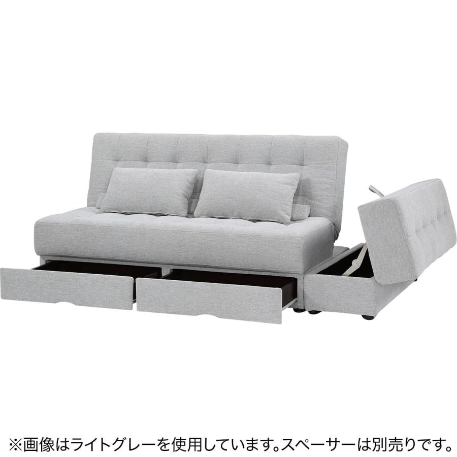 ニトリ（NITORI） ソファベッド ボルスター付き + スツールセット 布