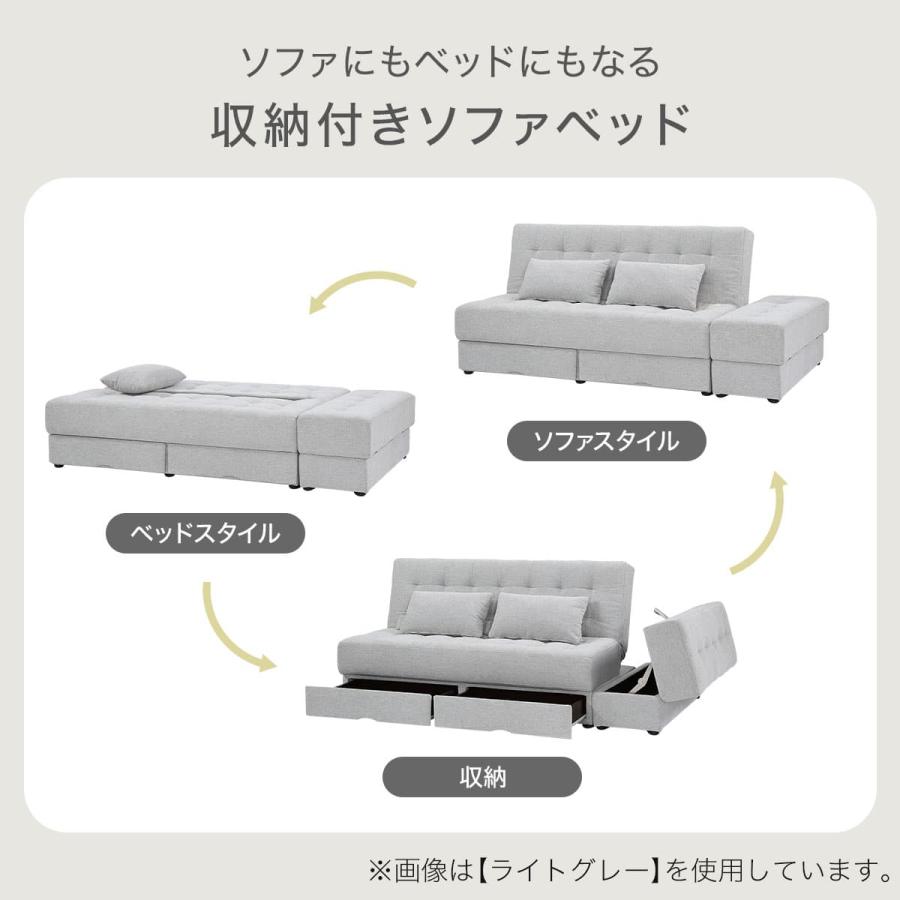 ニトリ（NITORI） ソファベッド ボルスター付き + スツールセット 布