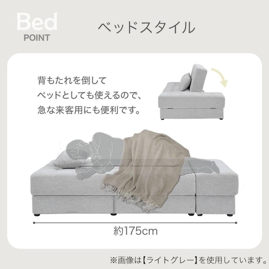 ニトリ（NITORI） ソファベッド ボルスター付き + スツールセット 布