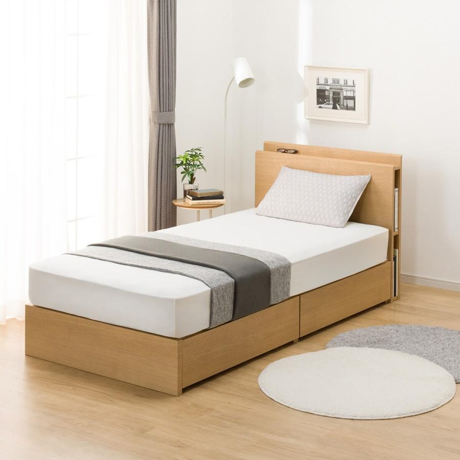 シングル 棚・サイド収納付きベッドフレーム ニトリ シングル 棚・サイド収納付きベッドフレーム(NS-003 浅型