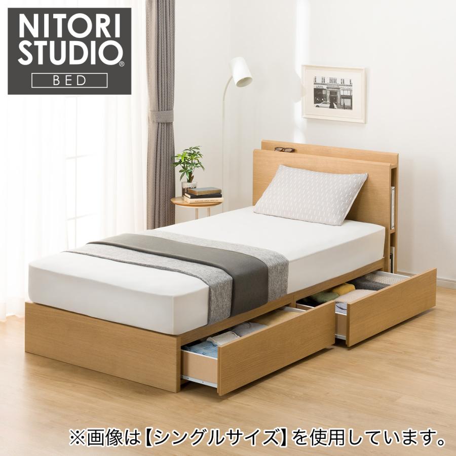 ニトリ（NITORI） セミダブル 棚・サイド収納付きベッドフレーム(NS