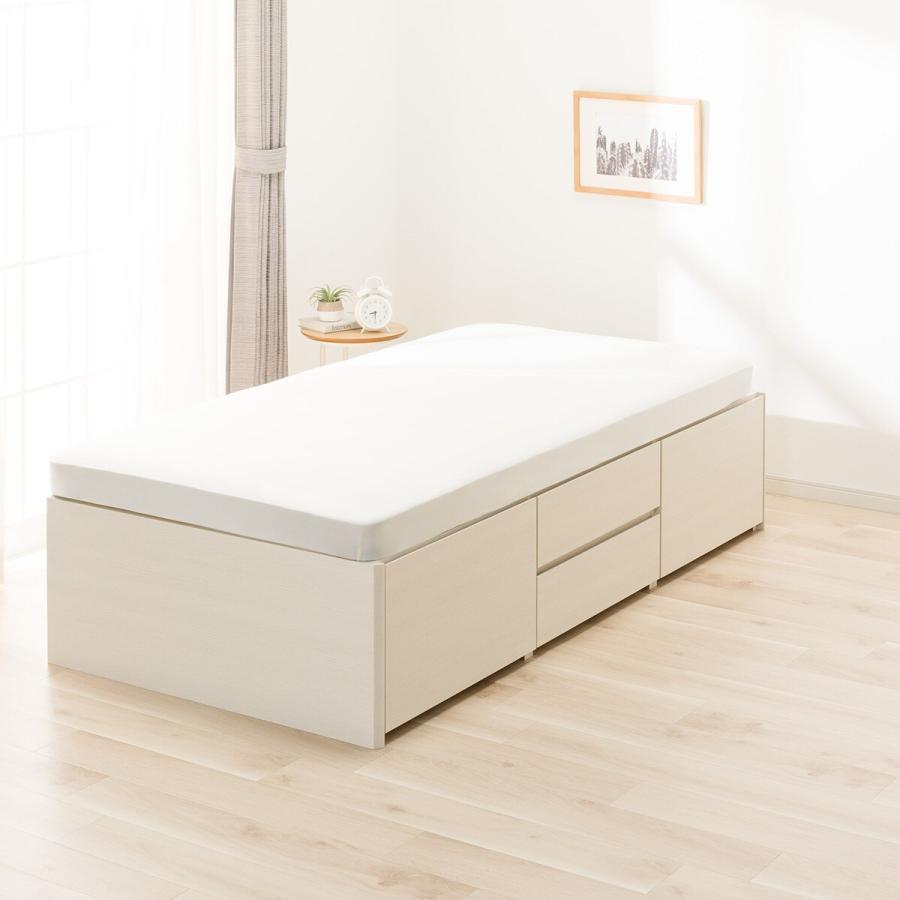 ニトリ チェストベッド ジオ 白 ニトリ 棚・コンセント・ライト付チェストベッド+ハンガー