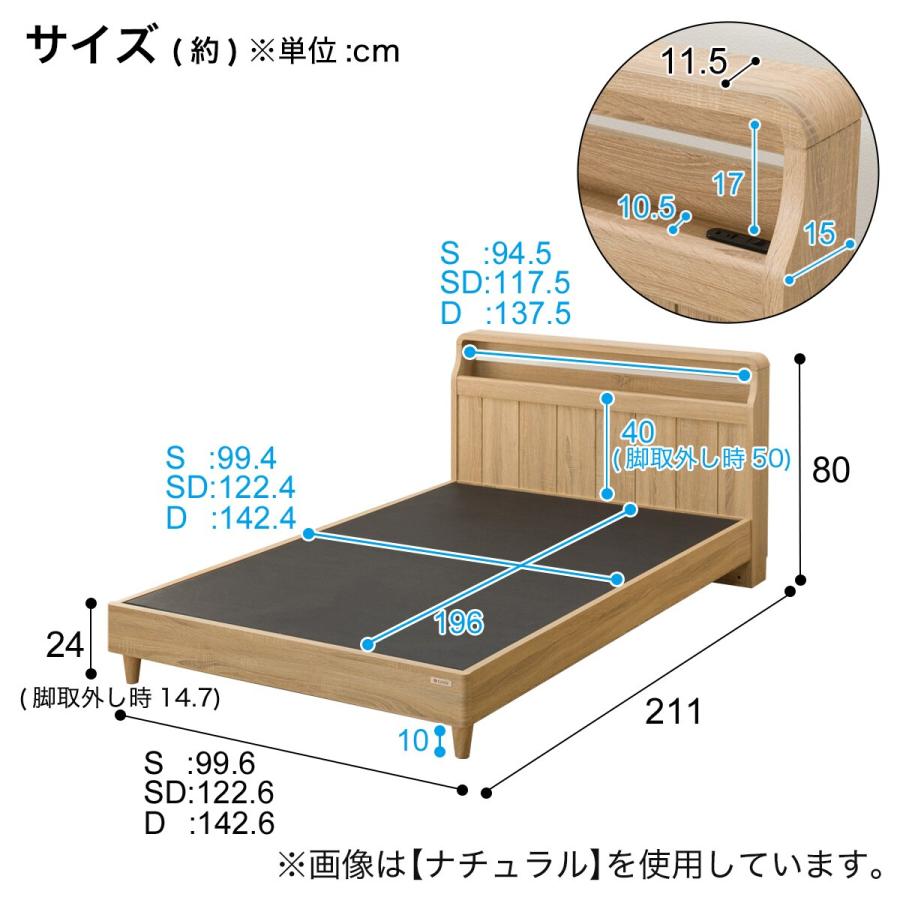 ニトリ（NITORI） シングル アンティーク調 棚付きベッドフレーム(PEL