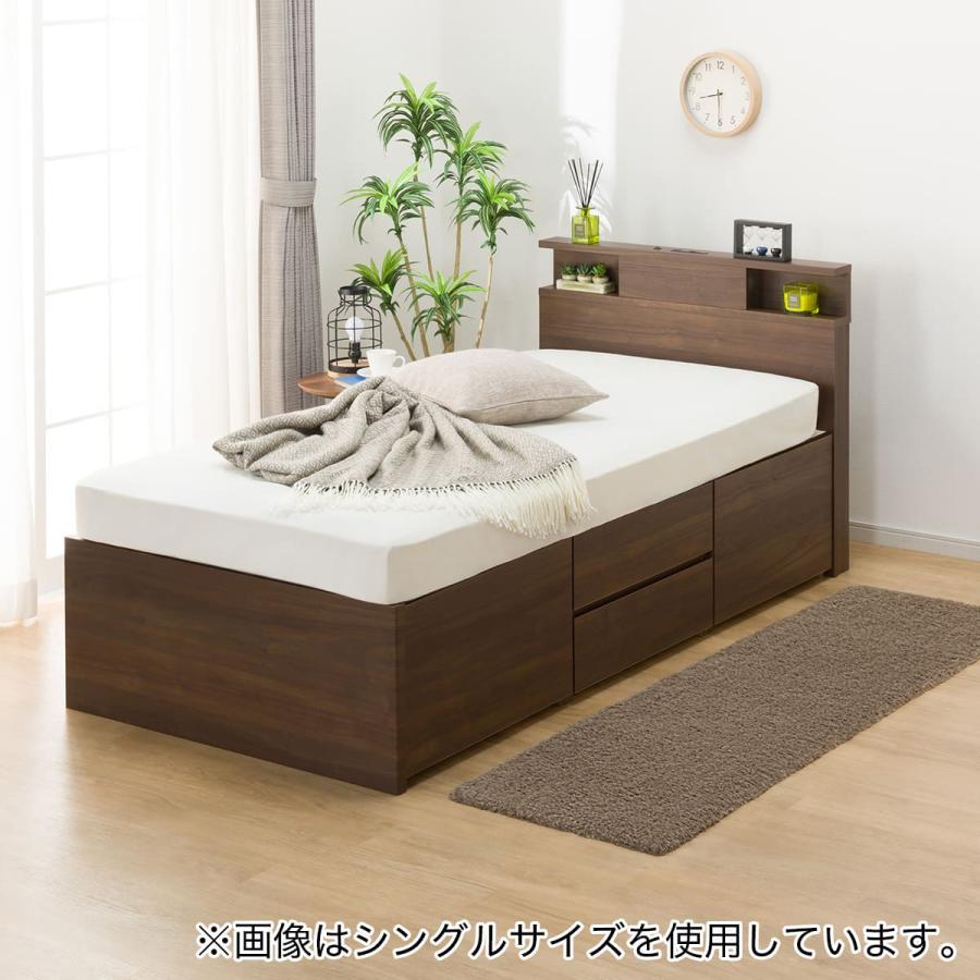 ニトリ　セミダブルサイズ　ベッドフレーム　ダークブラウン色 大容量収納付き ニトリ（NITORI） 大容量収納×棚・コンセント・ライト付き チェスト