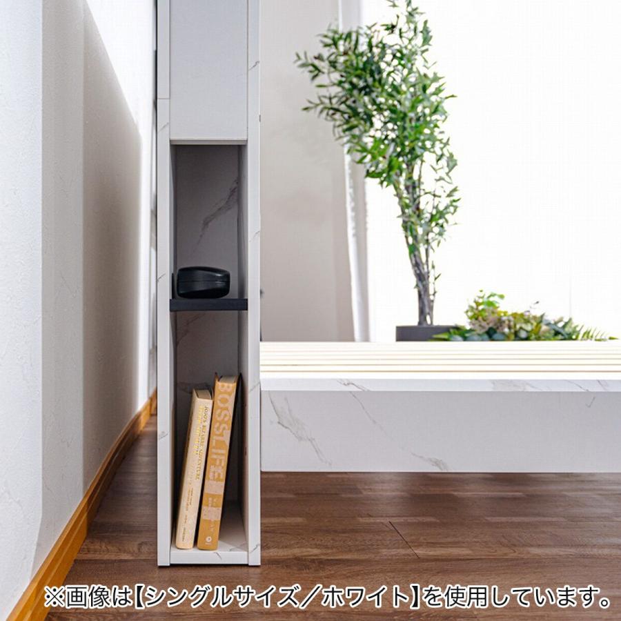 ニトリ 棚・照明付きベッドフレーム (セラミック調 D GY