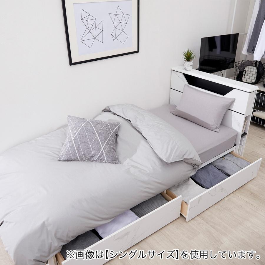 ニトリ ベッド 棚・照明付きチェストベッドフレーム (大理石調 ニトリ ベッド 棚・照明付きチェストベッドフレーム (大理石調
