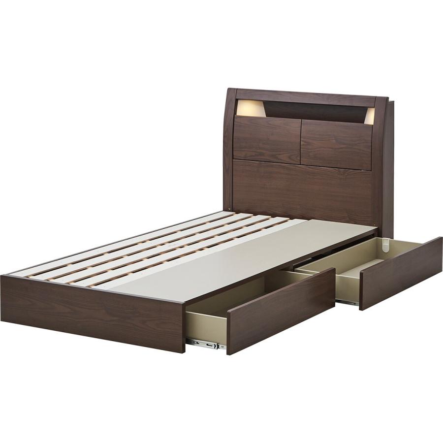 棚・コンセント・照明付きシングルベッドフレーム(KB MBR 引出付き