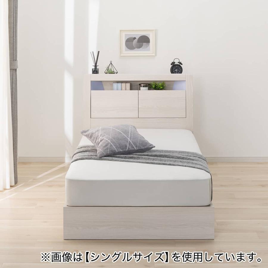 棚・コンセント・照明付きセミダブルベッドフレーム(KB WW 引出付き/すのこ) ニトリ（NITORI） 棚・コンセント・照明付きセミダブルベッドフレーム
