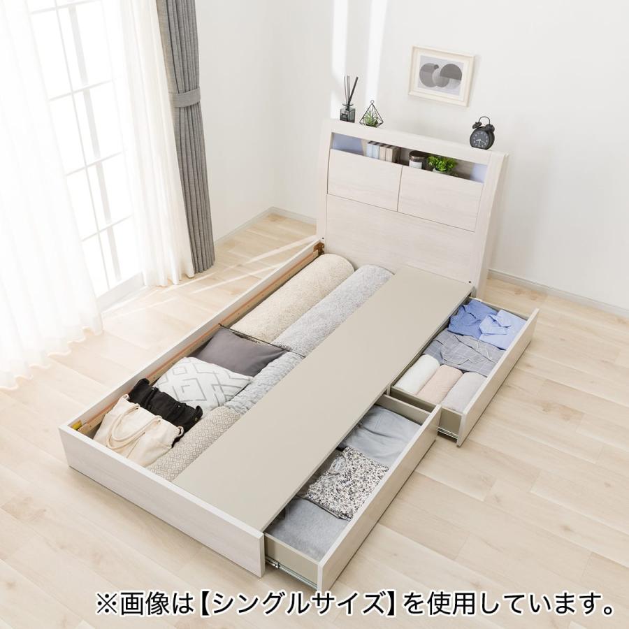 棚・コンセント・照明付きセミダブルベッドフレーム(KB WW 引出付き/すのこ) ニトリ（NITORI） 棚・コンセント・照明付きセミダブルベッドフレーム