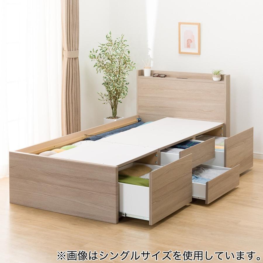 ニトリの人気大容量収納シングル　棚コンセント付きチベッドフレーム(N-ジオT 大容量収納×棚・コンセント・ライト付き】すのこチェストベッド