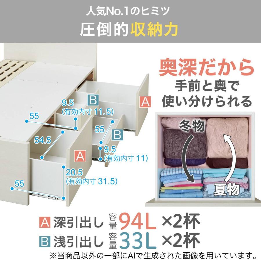 ニトリ（NITORI） 大容量収納×棚・コンセント付き チェストベッド