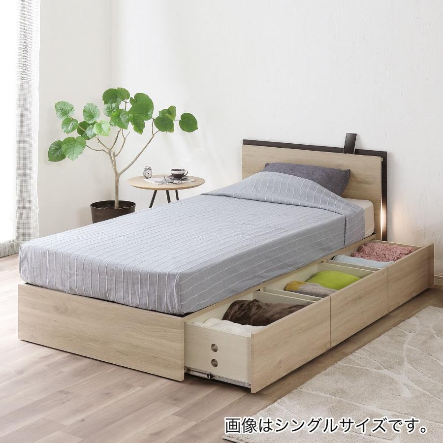 ニトリ　ダブルベッド コンセント・照明付き ホワイト ニトリ（NITORI） ダブル 照明・コンセント付き収納ベッドフレーム