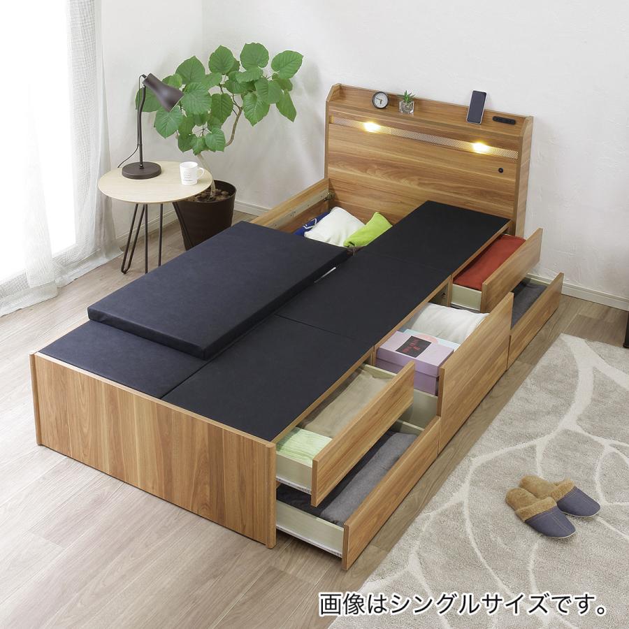 ニトリ（NITORI） セミダブル 豊富な収納力のチェストベッド (ライト 