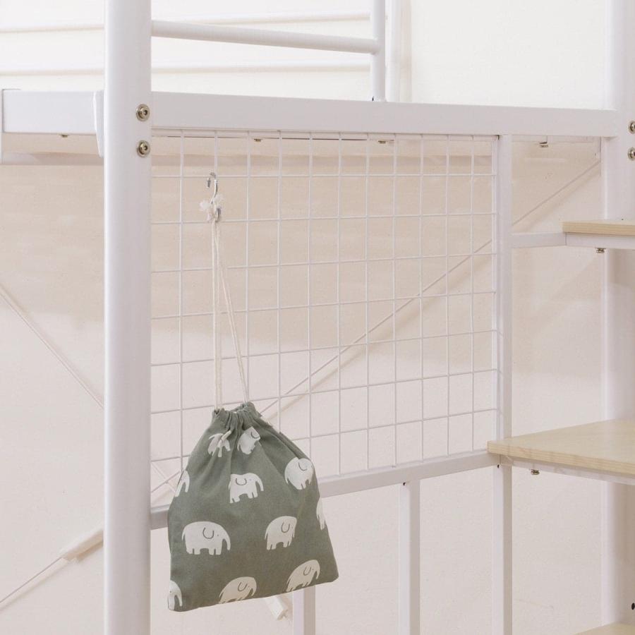 【引き取りのみの2つセット】ホワイト ニトリロフトベッド 階段付き※ベッドのみ ニトリ ベッド お部屋やお好みに合わせて使える高さ2段階調整