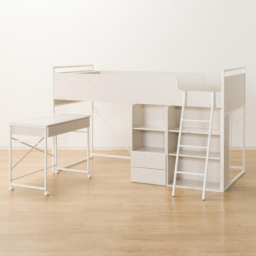 システムベッドデスク(デニッシュ25 デスクライト付きWW/WH) ニトリ  