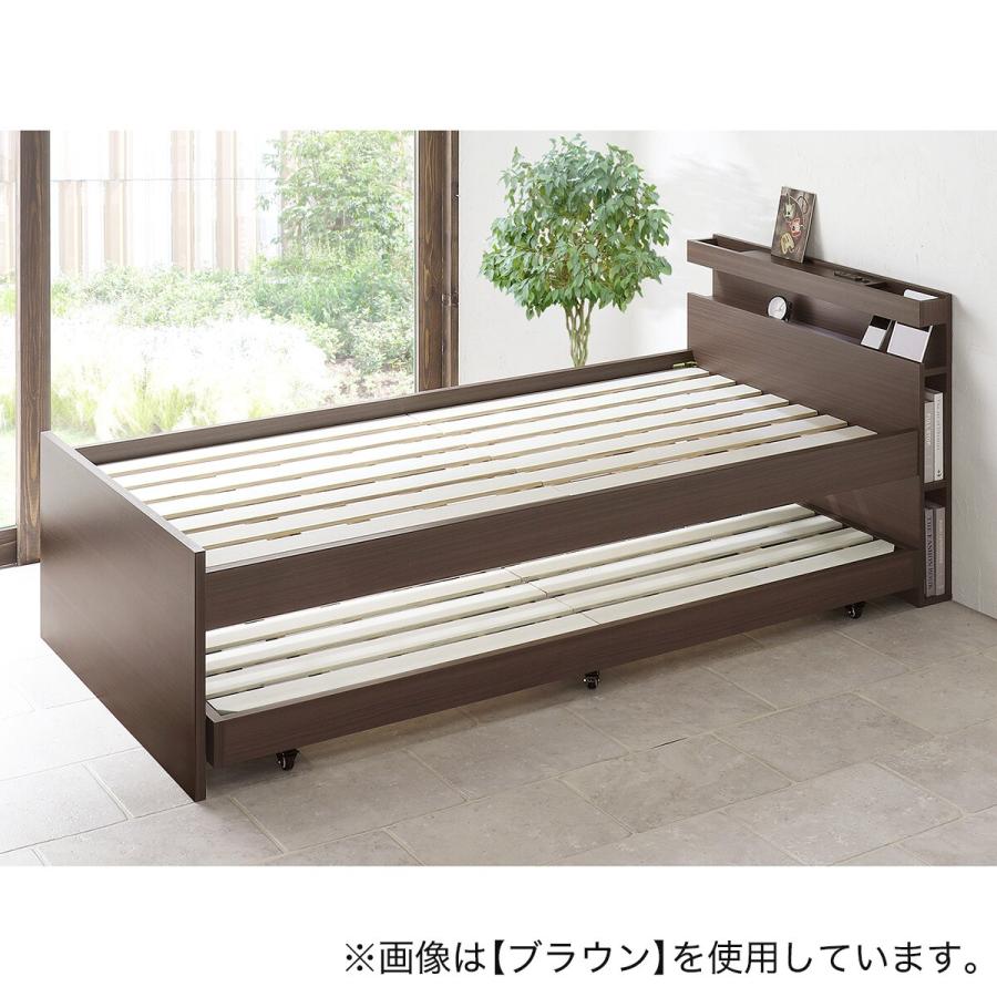 ニトリ 収納付きベッド ニトリ（NITORI） 収納式ツインベッド (棚・コンセント・照明付 NA