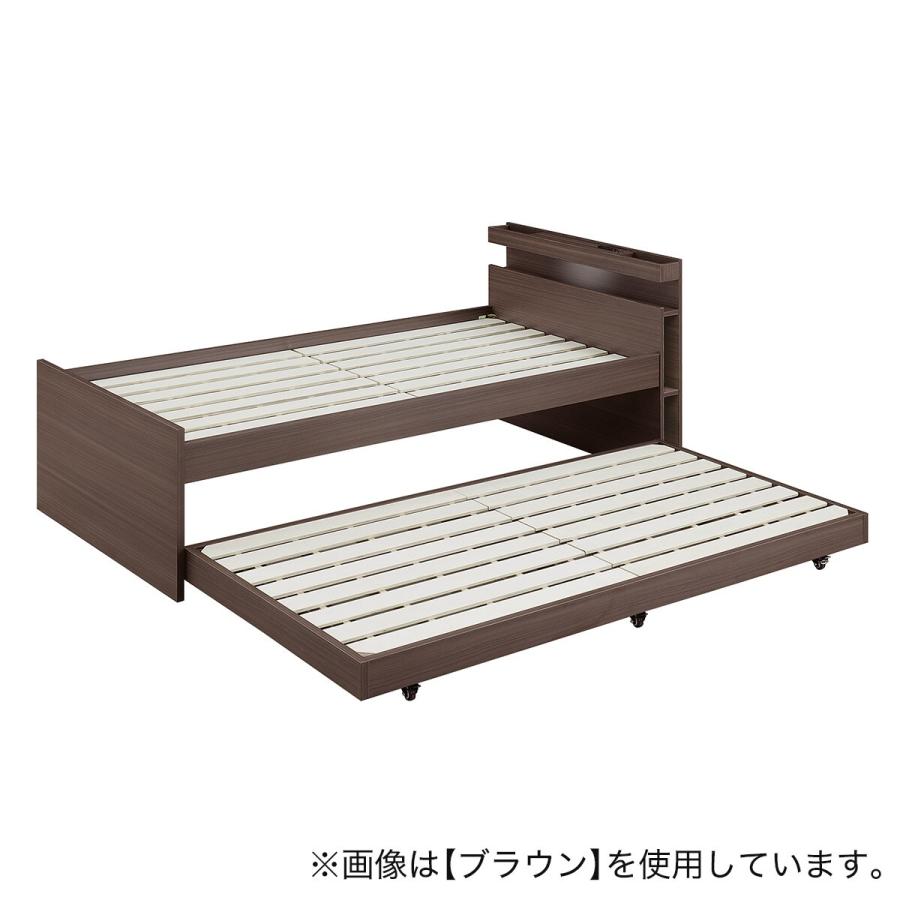 ニトリ 収納付きベッド ニトリ（NITORI） 収納式ツインベッド (棚・コンセント・照明付 NA