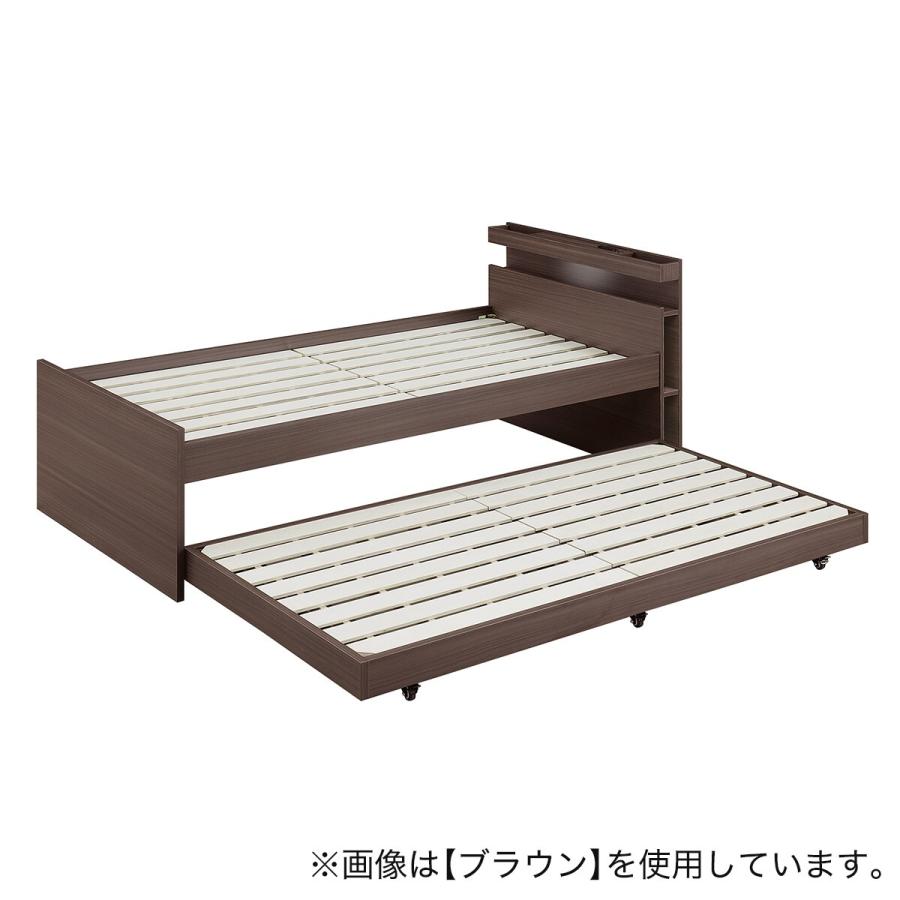 ニトリ（NITORI） 収納式ツインベッド (棚・コンセント・照明付 WW