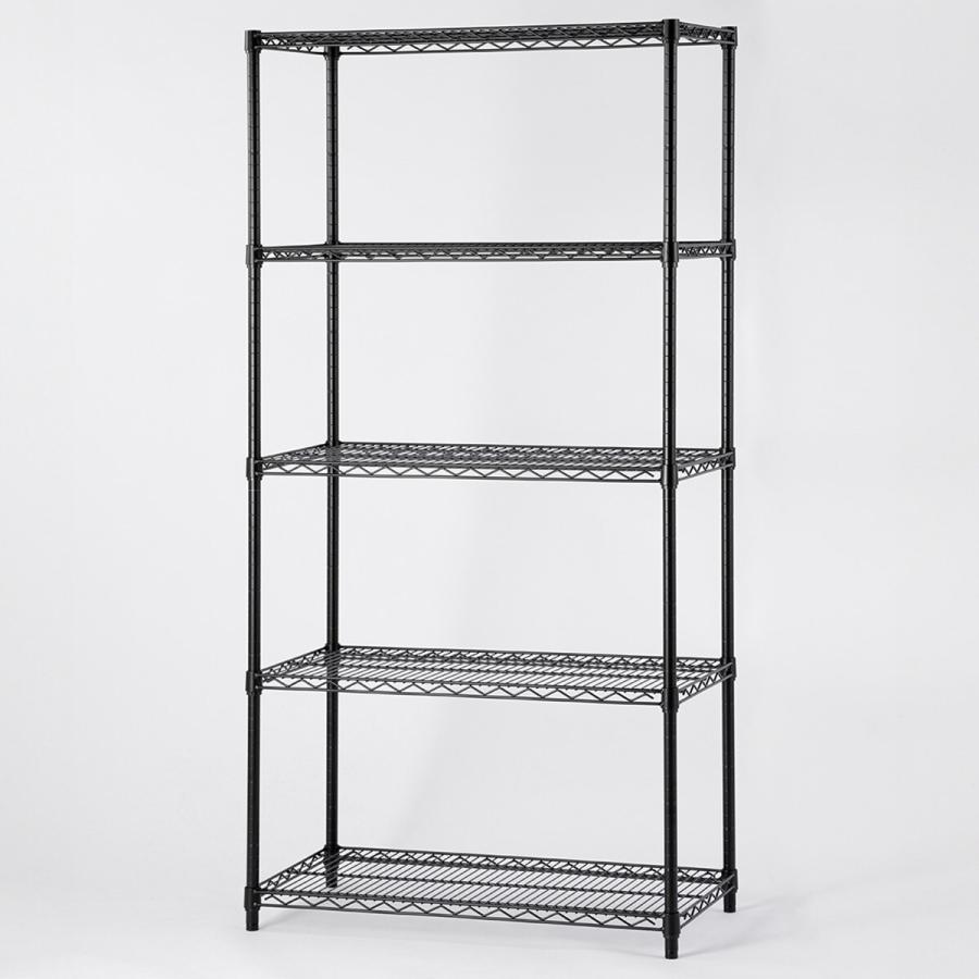 ブラックスチールラック5段 90㎝幅 ニトリ（NITORI） スチールラック(KJ25 幅90cm 5段 ブラック) : ニトリ
