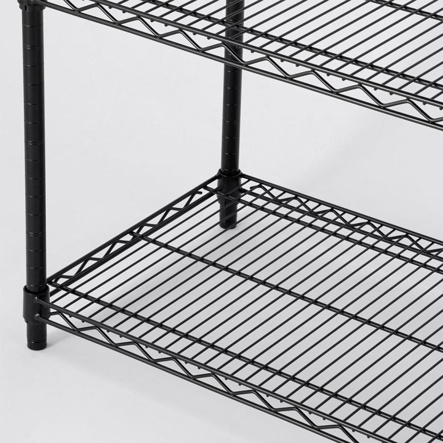 スチールラック ブラック 3段棚 引き出し付き　120幅×42奥行×158高さ 抗菌ABラック 下段開放タイプ 幅151.2×奥行46.2×高さ210cm (スチール