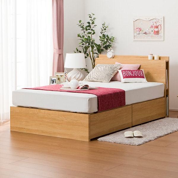 ダブル ベッドフレーム(カイト3 深型引き出し収納付き/LBR) ニトリ  