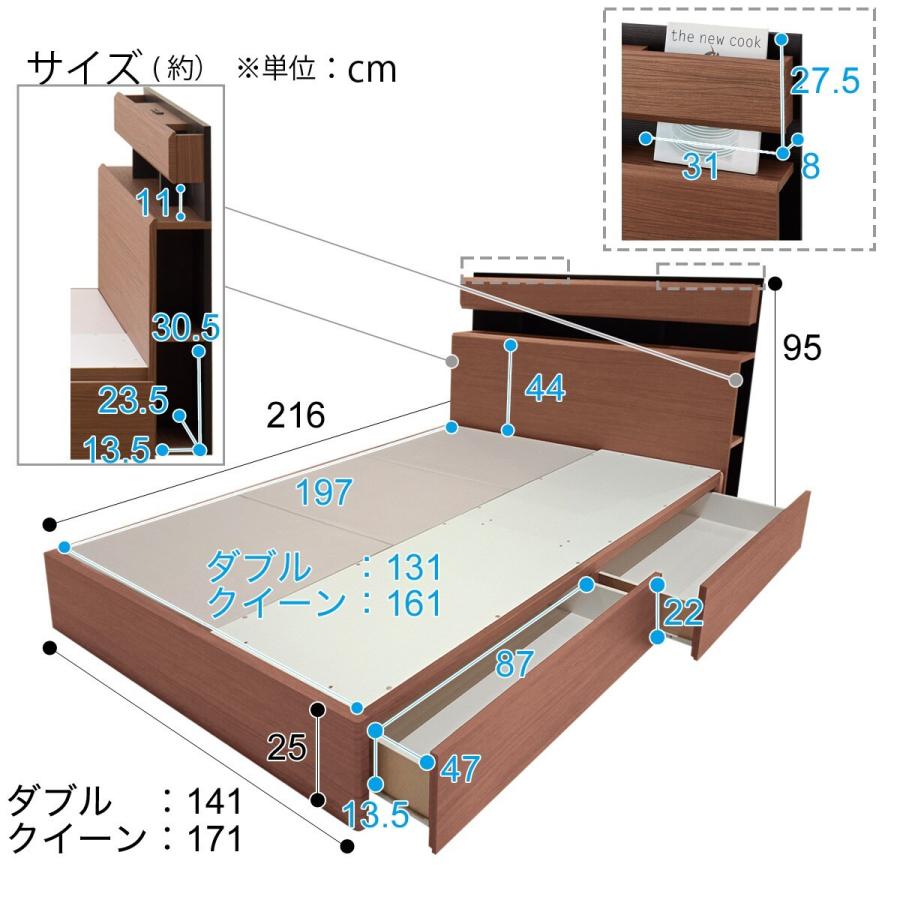 ダブルベッドフレーム（引き出し収納付きキエンザ MBR） ニトリ｜nitori-net｜20