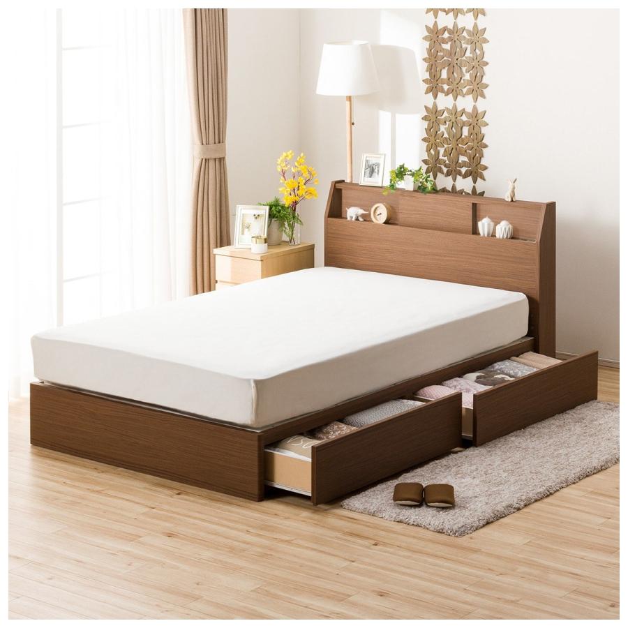 ダブル ベッドフレーム(アザン3 浅型収納付き/MBR) ニトリ :2250620