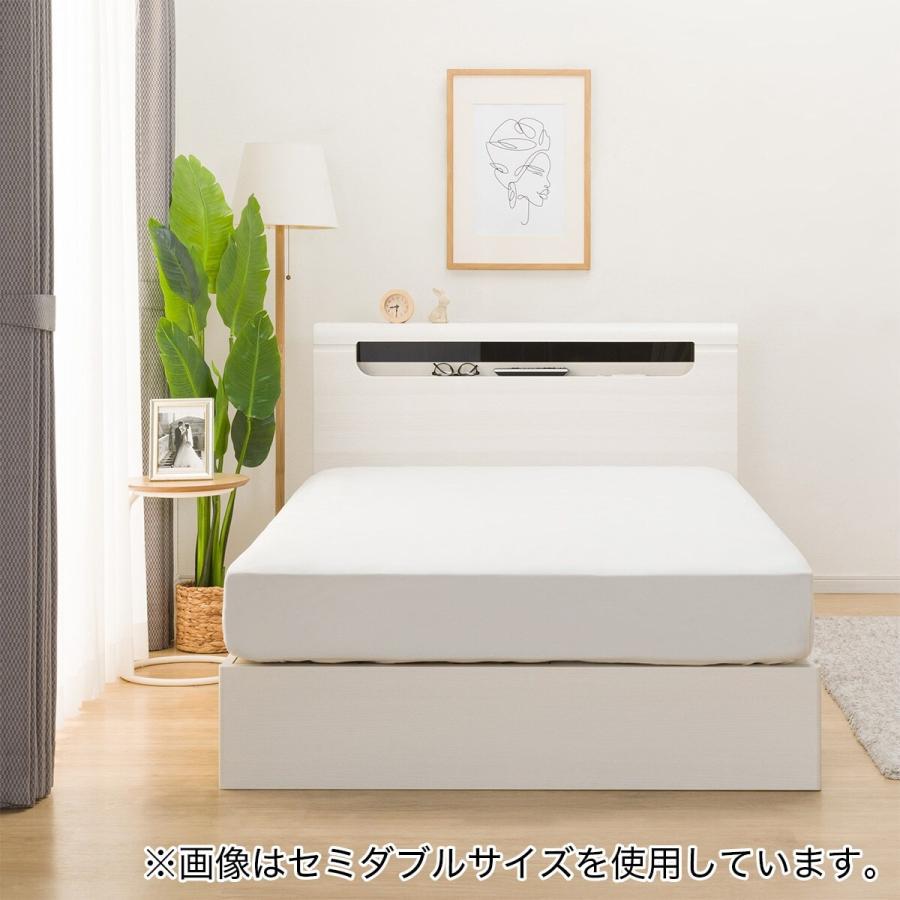 (美品)ニトリ　クイーンベッドフレーム ホワイト 収納.ヘッドボード付き ニトリ クイーン 収納付きベッドフレーム(NS-001 浅型/床板 GY