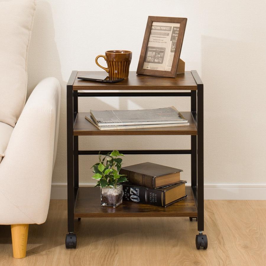 【匿名配送】ニトリ　ソファサイドテーブル兼本棚　ナイトテーブル　ウォールナット色 ニトリ サイドテーブル(BN001 JY BK) ベッドテーブル ナイト