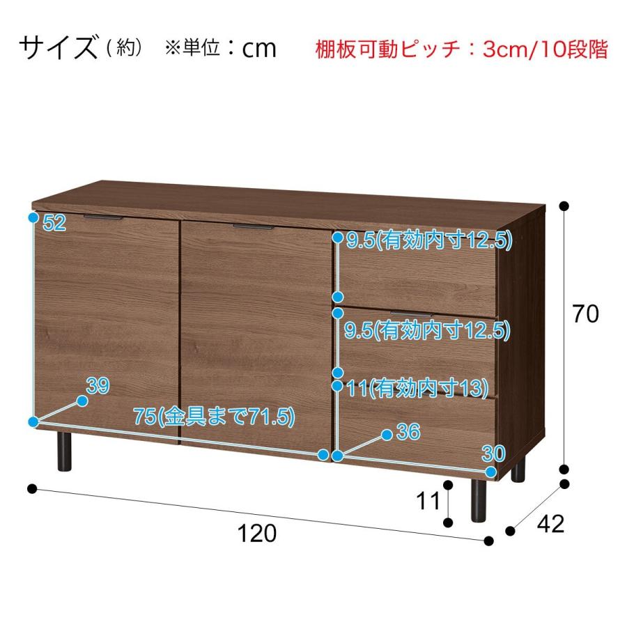 ニトリ サイドボード(エトナ 120SBR MBR) リビング収納 ニトリ サイドボード(エトナ 120SBR MBR) リビング収納