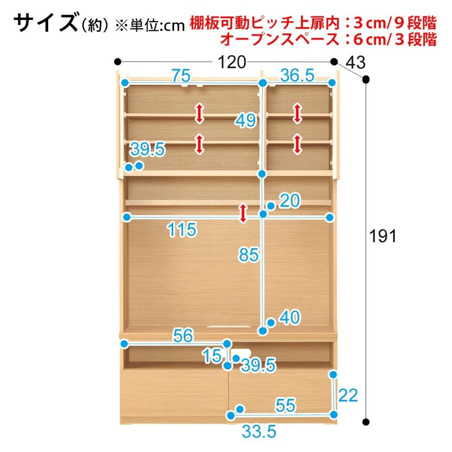 美しい光沢の壁面収納シリーズ テレビボード(ポルテ 120TV LBR 美しい光沢の壁面収納シリーズ テレビボード(ポルテ 120TV LBR