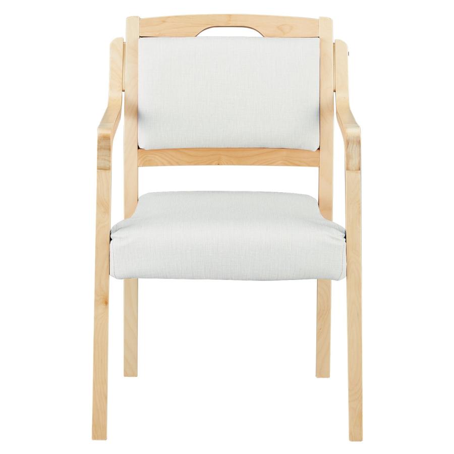 【美品】 ニトリ イス ダイニングチェア 椅子 アイボリー ニトリ 木製チェア(コール 肘付き NA/IV) 食卓椅子 ダイニング