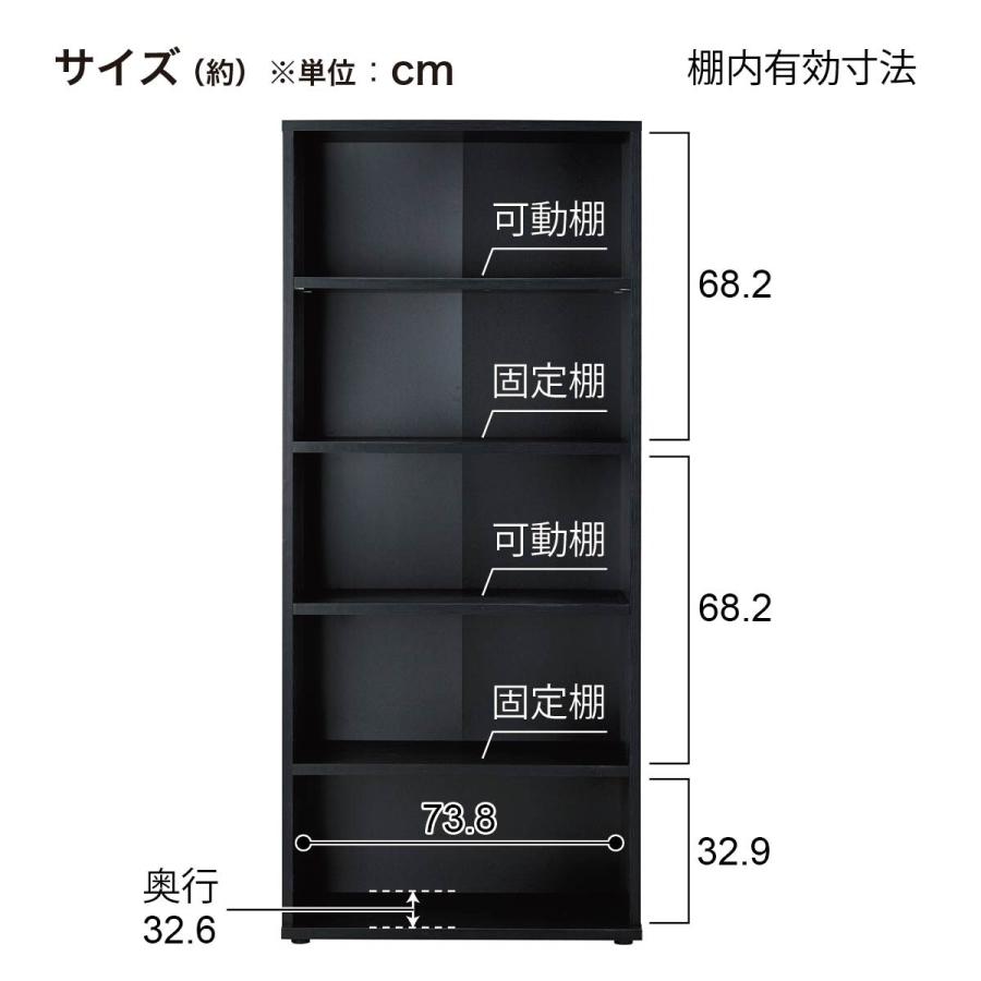 ニトリ（NITORI） 木製キャビネット(ブリザ2 フル扉 5段 BK/WW 