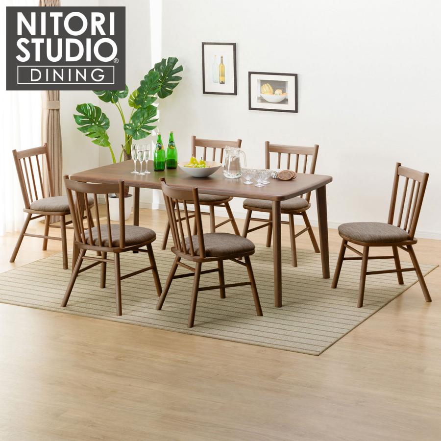 創業祭感謝価格 1月8日まで 幅165cm ダイニングテーブル7点セット(NコレクションT-05 165MBR/C-41 MBR/DMO) 6人 ニトリ