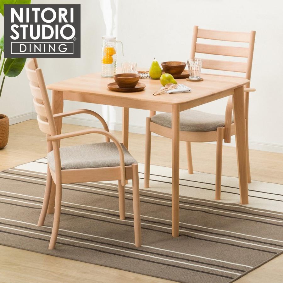 幅90 天然木ダイニングテーブル3点セット(NコレクションT-01 90 NA/C