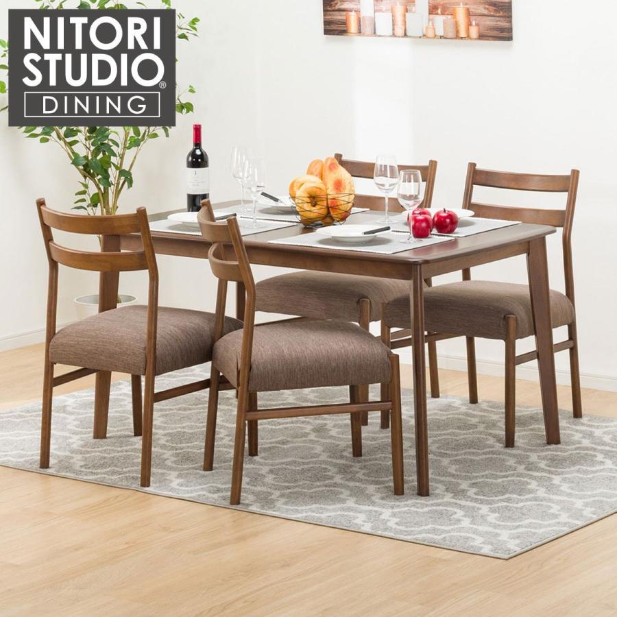 幅135cm 天然木ダイニングテーブル5点セット(NコレクションT-01 135MBR