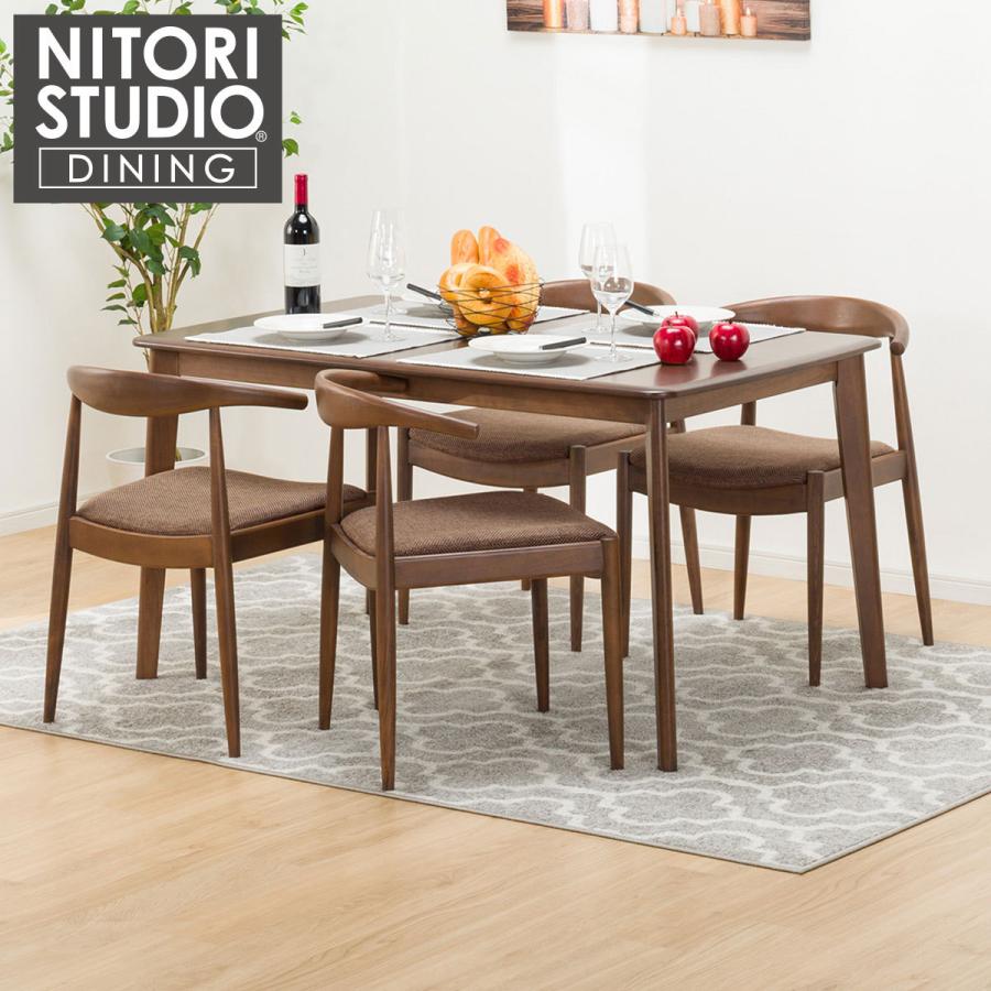 幅135 天然木ダイニングテーブル5点セット(NコレクションT-01 135MBR/C