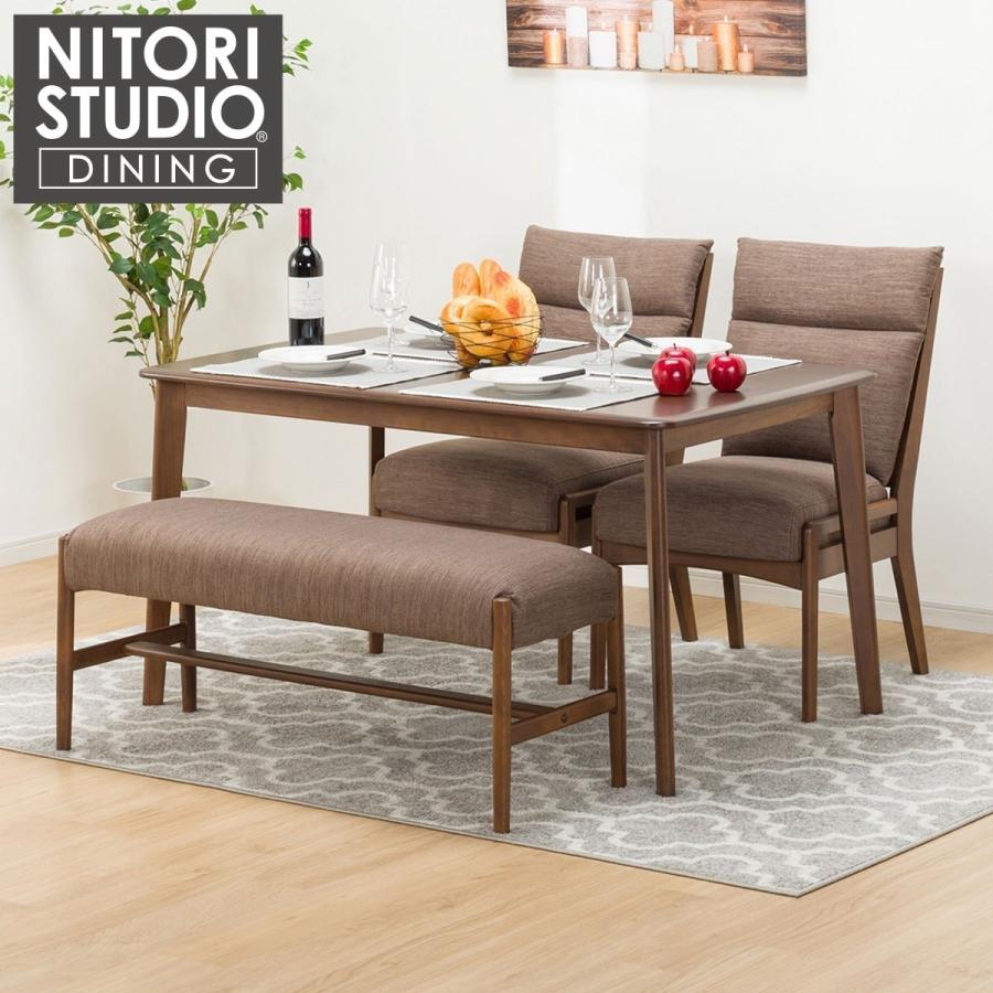 幅135cm 天然木ダイニングテーブル4点セット(NコレクションT-01 135MBR