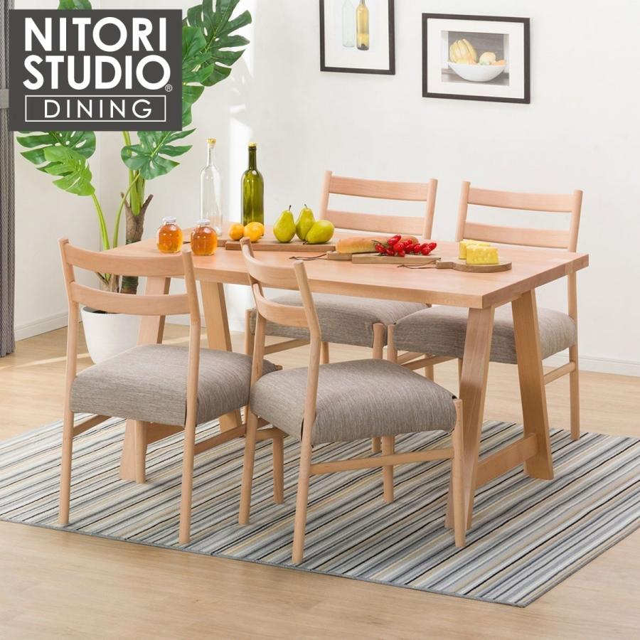 幅135cm 天然木ダイニングテーブル5点セット(NコレクションT-06A 135NA