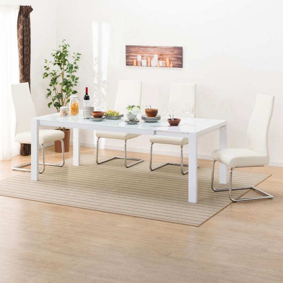 ニトリ 伸長式ダイニングテーブル5点セット(DT160/200 ES01 WH/DC N