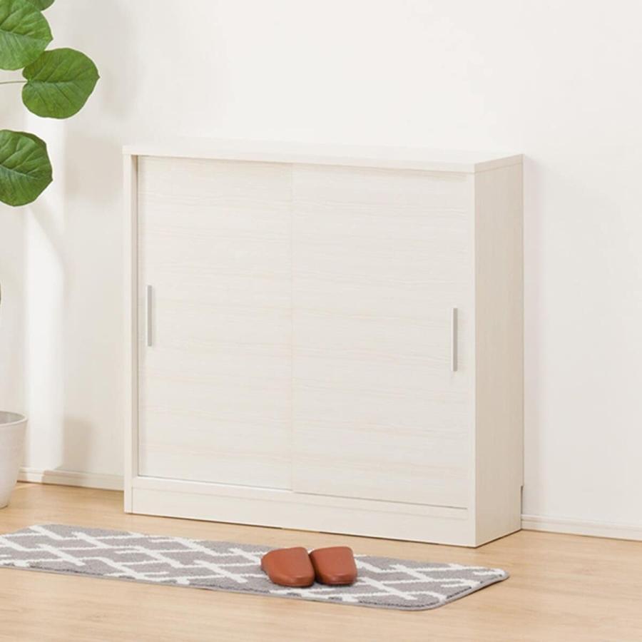 ニトリ 薄型キャビネット(アニー90S WW) サイドボード ミドル