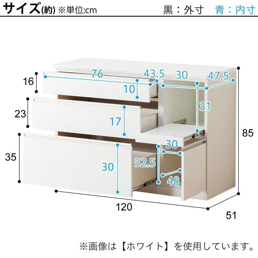 ニトリ（NITORI） キッチンカウンター(レジューム120-2QL-R WH