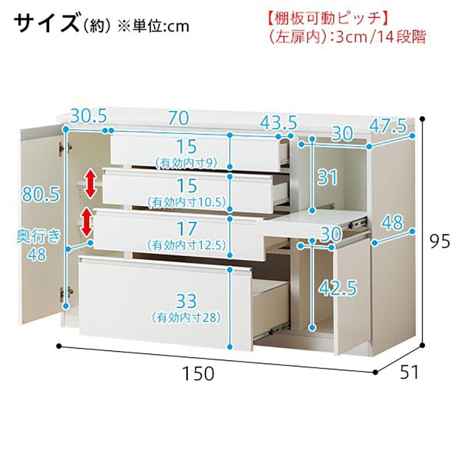 ニトリ キッチンカウンター(レジューム150SH-R WH) キッチン収納 ニトリ キッチンカウンター(レジューム150SH-R WH) キッチン収納