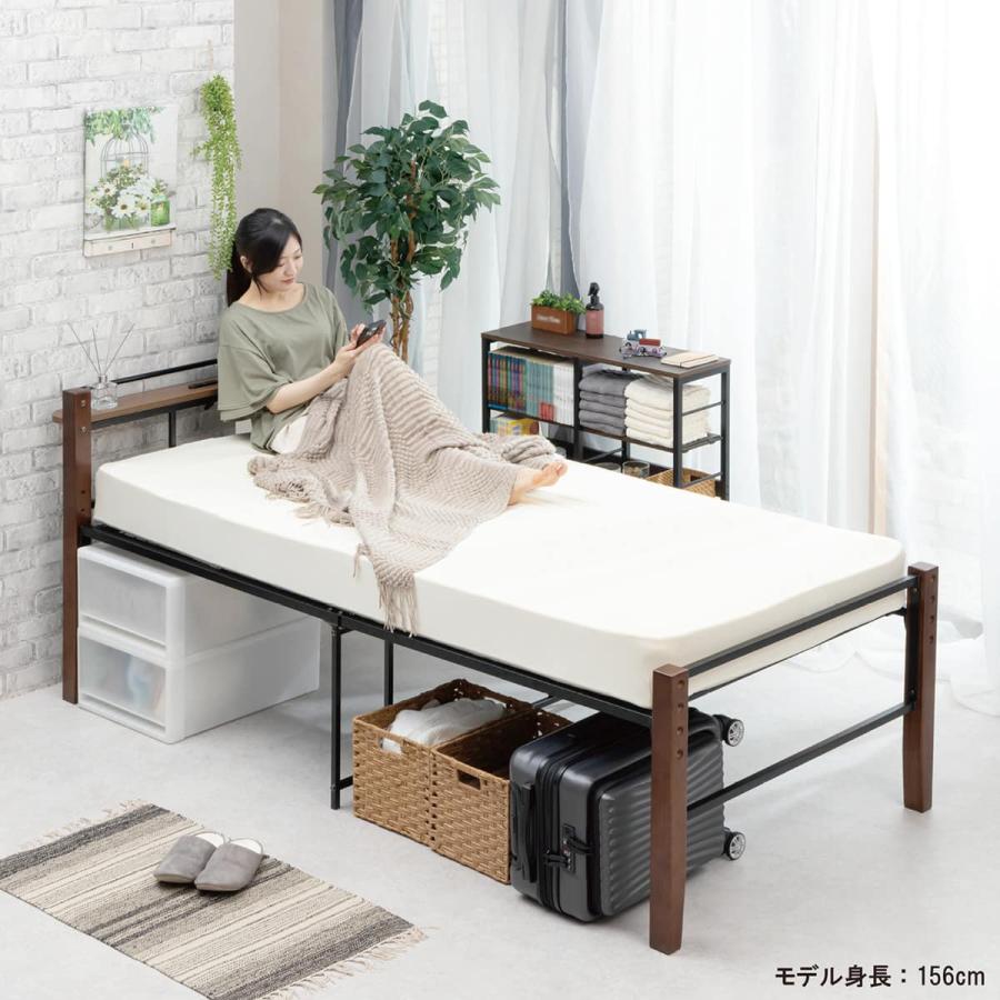 ニトリ（NITORI） 高さが変えられる木製脚パイプベッド (BK) : ニトリ