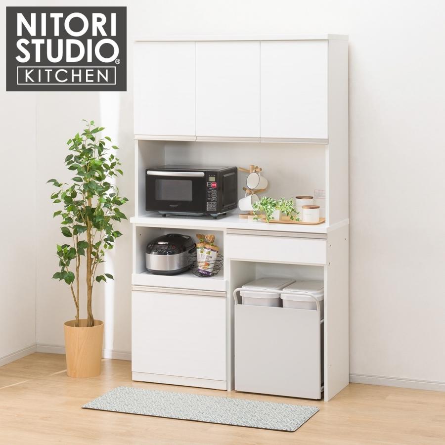 送料無料！NITORIニトリ おしゃれホワイト食器棚 キッチンボード レンジ台-