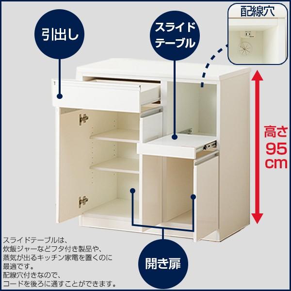 ニトリ 幅90 キッチンボード(レジューム 90TG-S WH/90TH-R WH