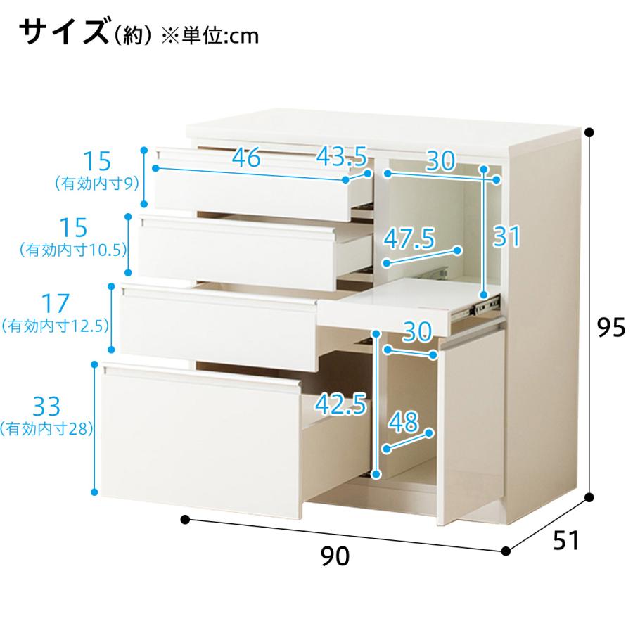 キッチンカウンター(レジューム 90QH-R WH) キッチン収納 キッチンカウンター(レジューム 90QH-R WH) キッチン収納