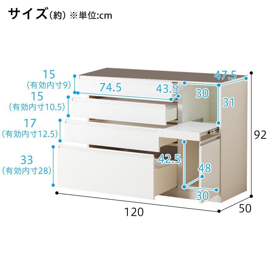 ニトリ（NITORI） 幅120cm キッチンボード( レジューム120-2TF-H DBR